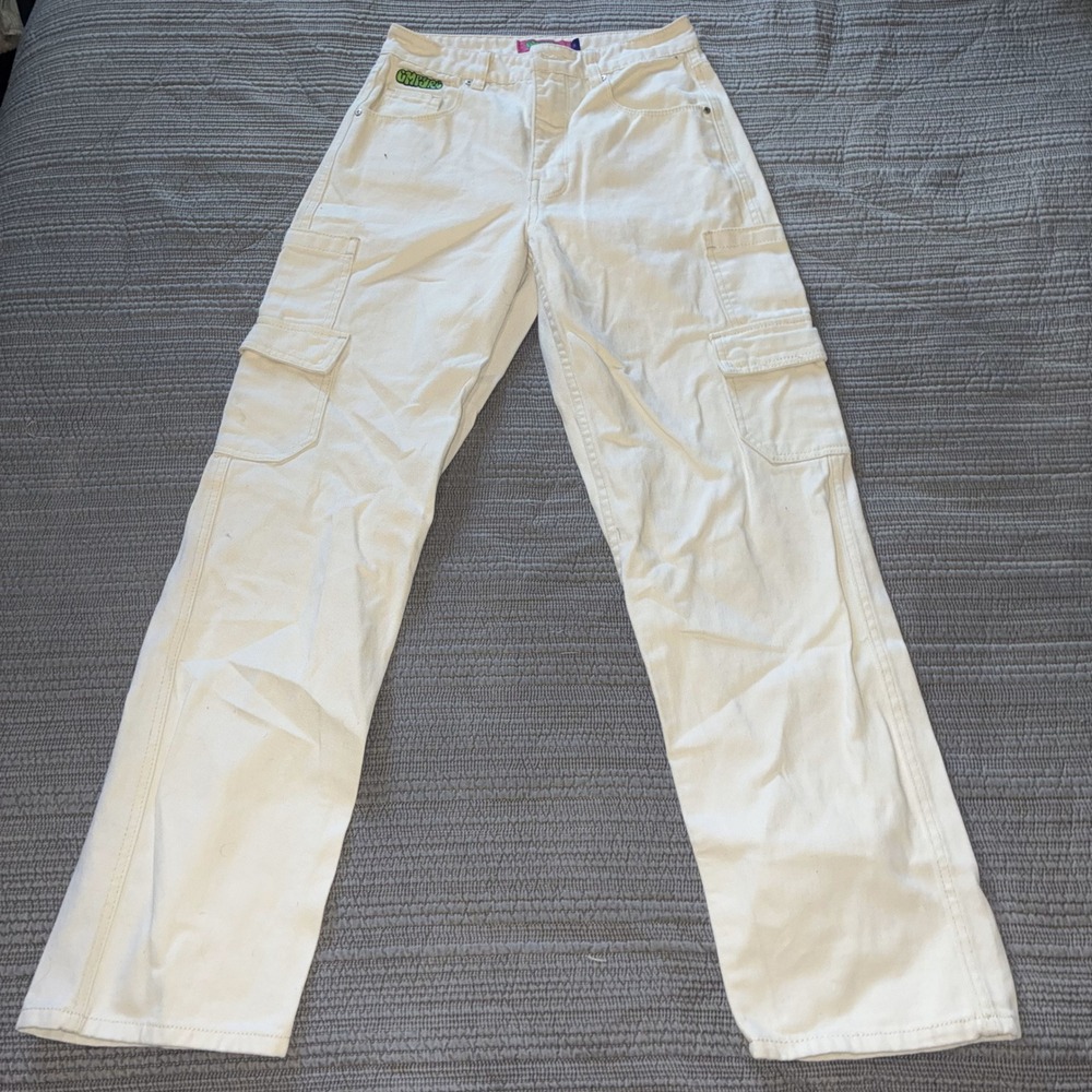 Empyre Tori Cargo Skate Pants Cream Off White Wide Leg Womens Size 2 Streetwear